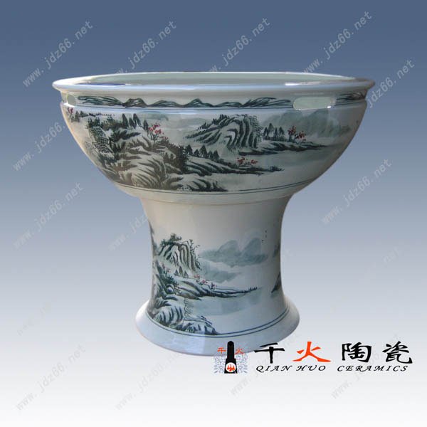 高脚大缸 园林艺术摆件，陶瓷大缸厂