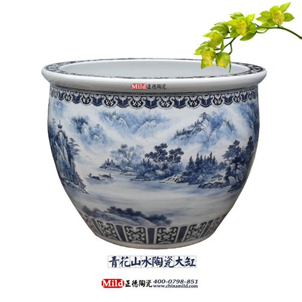 风水镇宅陶瓷大缸 色釉陶瓷大水缸订做 订做青花陶瓷大缸