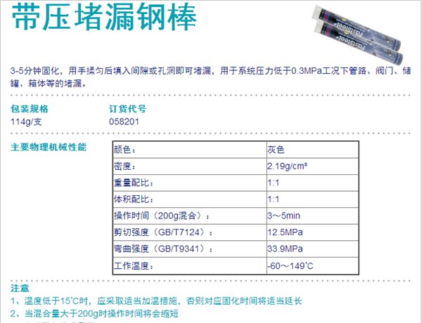 带压堵漏钢棒 可赛新钢棒 天山可赛新  紧急修补 特价销售
