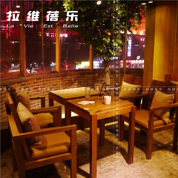 供应上海cafee bene桌椅咖啡陪你/咖啡馆复古实木桌椅/咖啡陪你