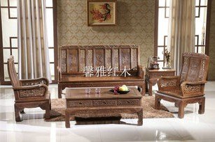 鸡翅木书房万字沙发