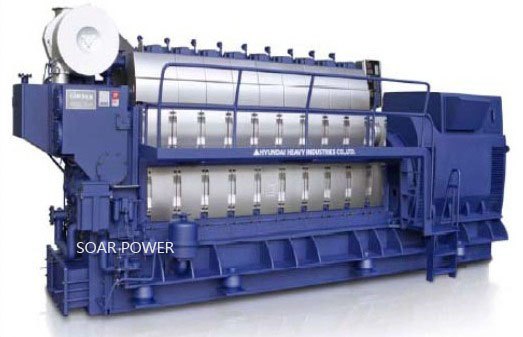 供应现代船用发电机组(538KW～9,600KW)