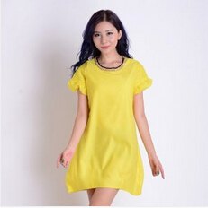 夏季新款女装|三环圆圈镶钻圆领连衣裙
