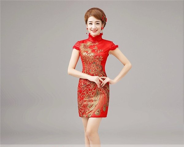 新款冬季新娘婚礼旗袍厂家直销敬酒服绣花旗袍