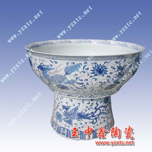 陶瓷花盆浅水缸-景德镇陶瓷盆景缸