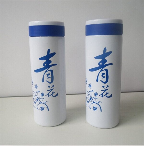 创意青花水杯，大容量车载水杯，玻璃随手杯，欢迎订购