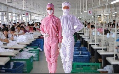 国内手机工厂防静电连体服/0.5条纹防静电服