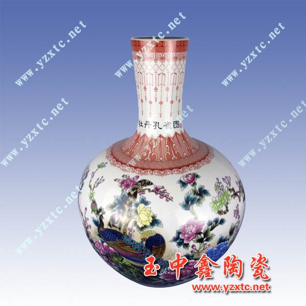 粉彩花瓶 粉彩陶瓷大花瓶 商务礼品粉彩花瓶