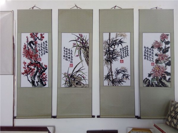 最新款梅兰竹菊绒绣十字绣