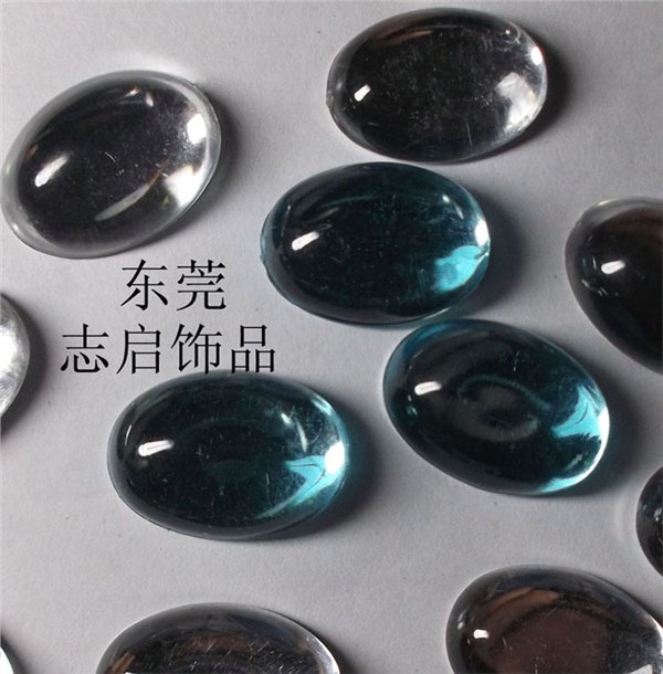塑胶饰品厂家半面透明椭圆光面钻