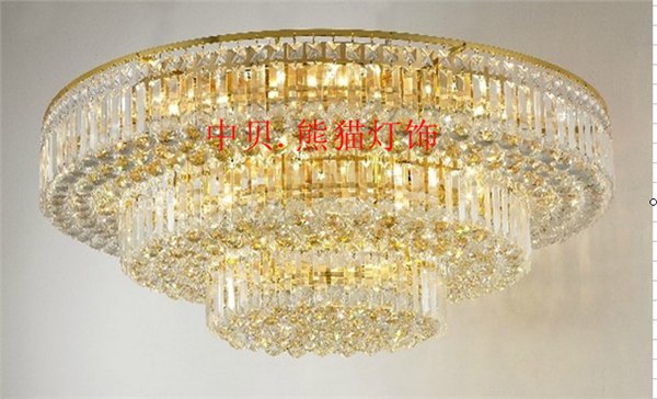 豪华金色圆形水晶灯客厅灯具大气灯饰LED传统水晶灯吸顶灯方形