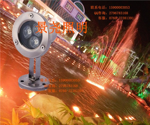 家居喷水池暖光色亮化LED水底灯 3瓦水下照明灯