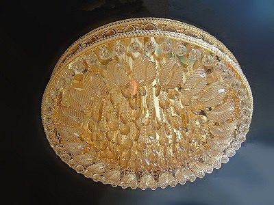现代水晶金色圆形水晶灯 客厅卧室LED吸顶黄色蛋糕