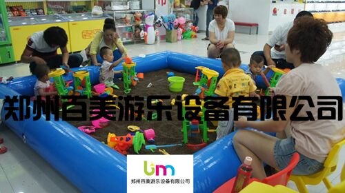 供应浙江武义充气沙滩玩具池，玫红色儿童玩沙池