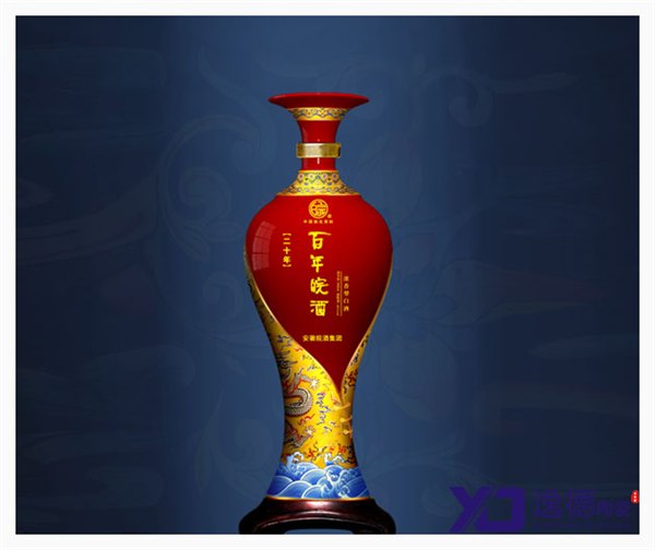 青花瓷酒瓶，中国红陶瓷酒瓶，麦秆画陶瓷酒瓶
