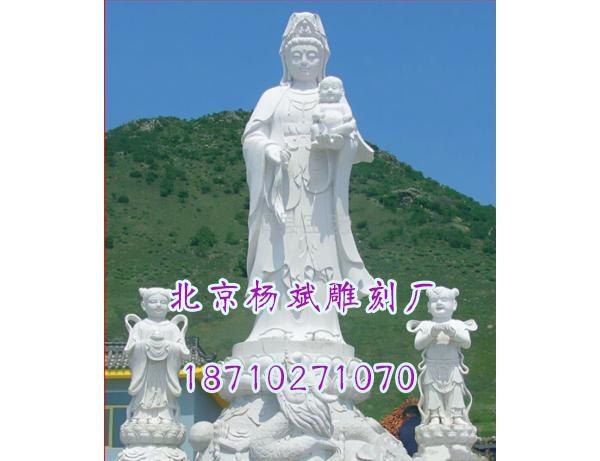 大型汉白玉送子观音图片，北京杨斌雕刻厂