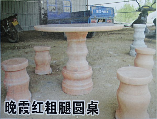 买精品晚霞红粗腿圆桌来南召源通矿业_汉白玉圆桌