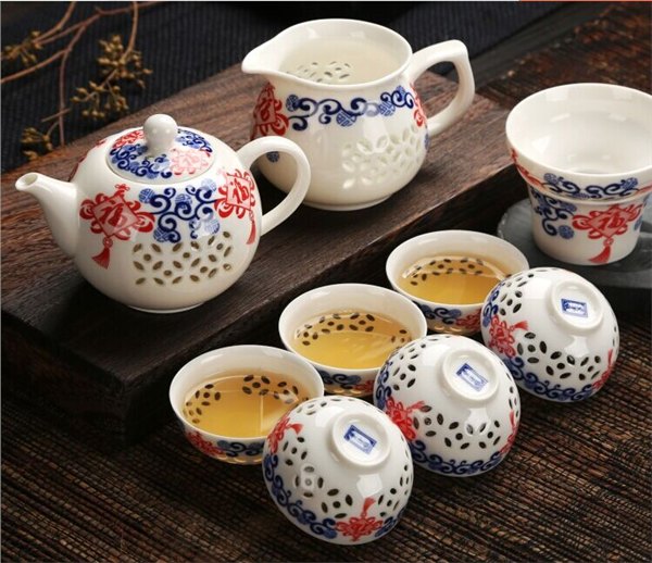 购买优惠的中国节福字玲珑杯茶具镂空透明茶具当选御