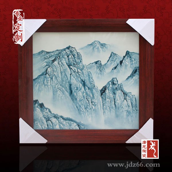 瓷板画山水画，卧室装饰瓷板山水画壁挂