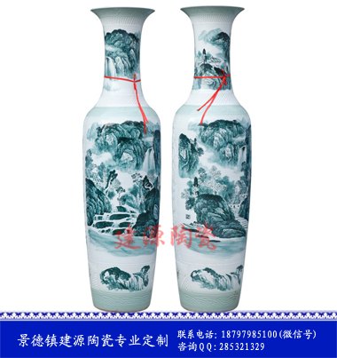 景德镇粉彩大花瓶 落地大花瓶加字定做批发