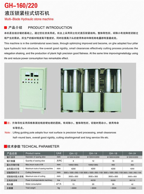 液压锁紧柱式切石机  【冠华机械】福建液压锁紧柱