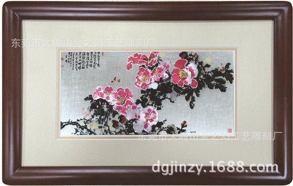 手工雕刻画 银画 装饰画 工艺品画 国画 文化礼品 始知春有色