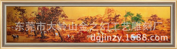 彩雕画 金雕  纯手工雕刻画丨装饰画丨百骏图