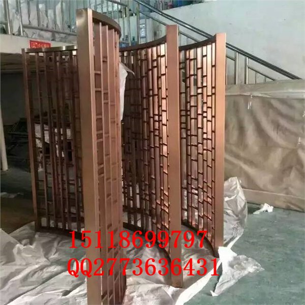 广州酒店金属装饰玫瑰金屏风，玫瑰金不锈钢金属隔断