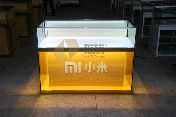 畅销款小米木纹手机柜台LOGO透白光可定制品牌展柜