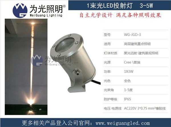 新款3/5W一束光聚光小角度打光LED投射灯一线光窄光束光束灯