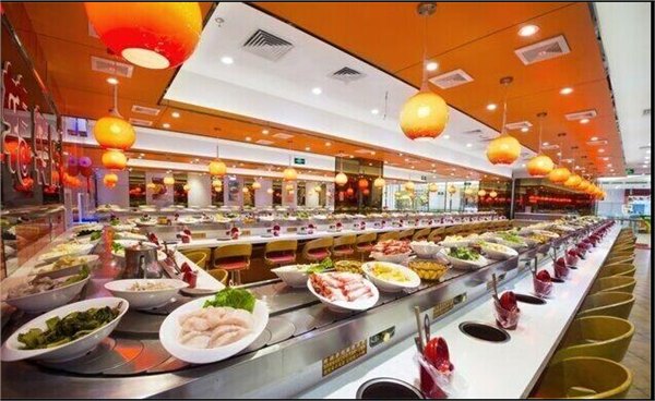 火锅传送带设备回转火锅设备自助旋转小火锅传送带