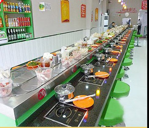 回转火锅设备厂家优质旋转小火锅设备回转自助小火锅传送带设备