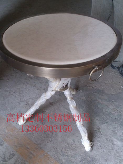 供应深圳酒吧不锈钢茶几钛金不锈钢圆台茶几
