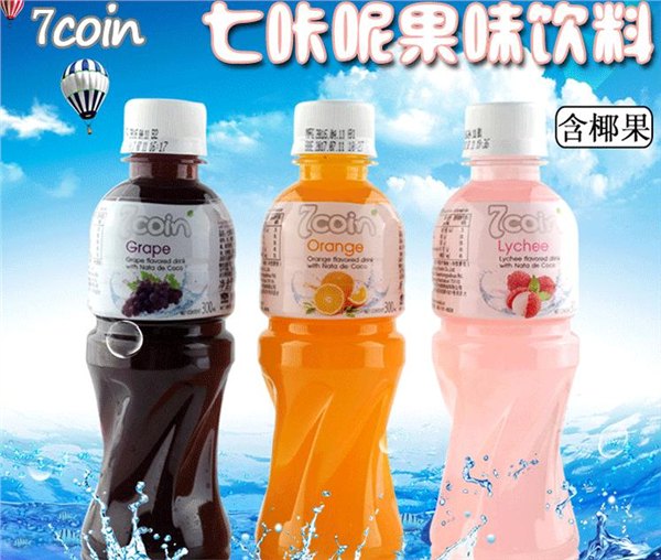 泰国进口饮料7coin七咔呢牌含椰果橙汁饮料