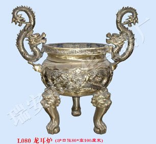 L080龙耳炉-铜香炉订购-达华法器厂