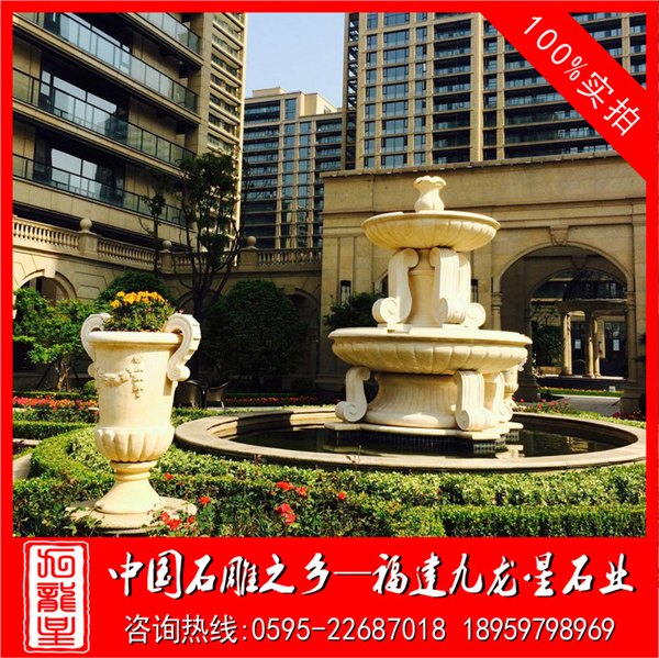 石雕喷水池欧式喷泉雕塑户外水钵