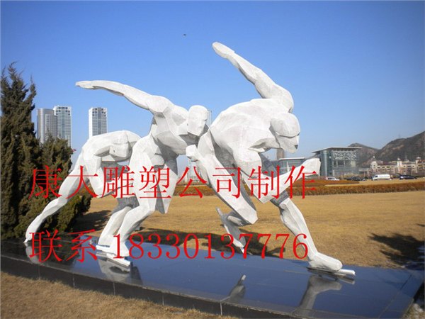 校园雕塑，校园体育滑旱冰雕塑，人物体育雕塑，白钢人物雕塑