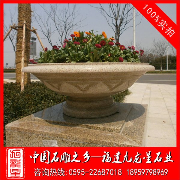黄锈石花钵直销 福建石雕花钵 花钵石材公司