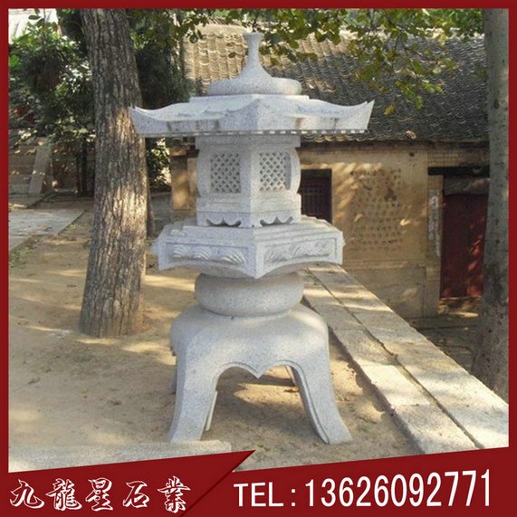 白麻石灯笼 寺庙青石佛灯 福建石雕灯笼