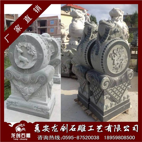 寺庙石鼓雕刻 青石抱鼓石 石雕门枕石摆件