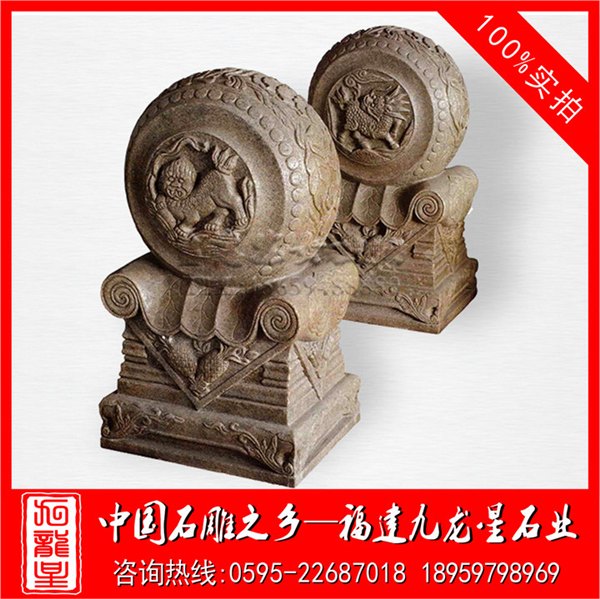 精品石雕抱鼓石 仿古做旧石鼓 石雕圆鼓子