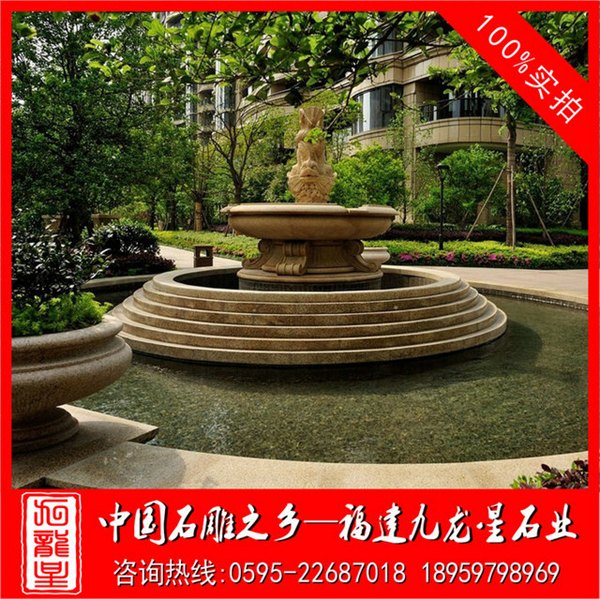 大型石雕喷泉 黄金麻喷泉 户外别墅小区水景雕刻
