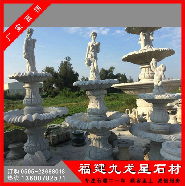 石雕水钵 石头喷泉 欧式人物水钵雕刻 石雕喷泉厂家
