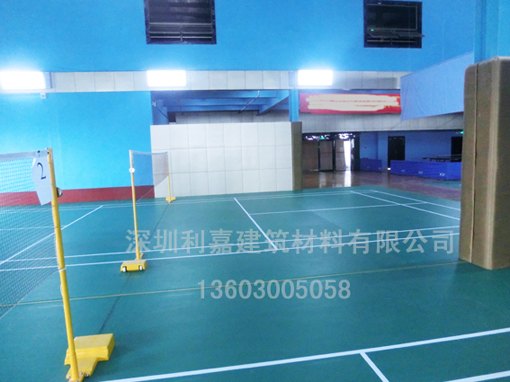 广东深圳利嘉绿色荔枝纹羽毛球场地板 