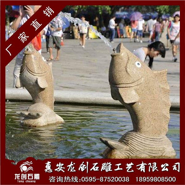 石材喷水动物 园林景观雕刻 动物喷水石雕摆件