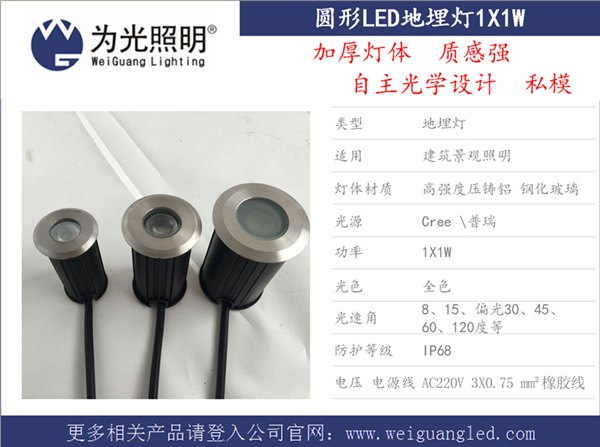 私模圆形加厚LED地埋灯 建筑景观照明  拉丝钢面  钢化玻璃  