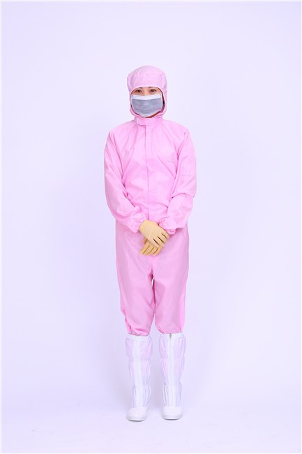 苏州防静电连体服、防尘连体服、粉色连帽连体防静电化妆品厂车间
