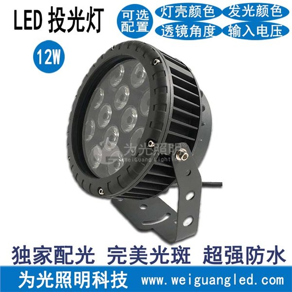 LED圆形投光灯 12w大功率高亮广场公园照柱灯led户外亮化照射灯 