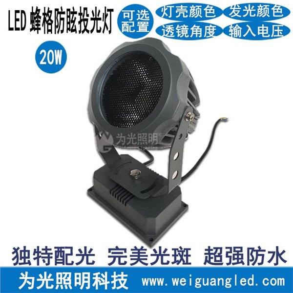 LED蜂格防眩投光灯 园林景观雕塑投射灯 led高亮防水外墙亮化灯 江