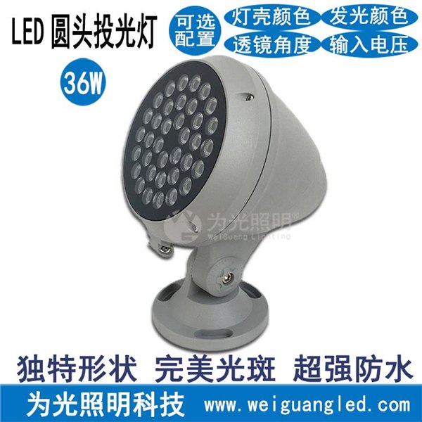 LED圆形投光灯 36w大功率可调角度园林景观雕塑灯照树灯 独特形状 